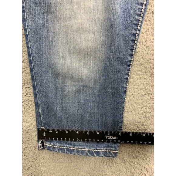 Code Bleu Regular 10 Capris Leg Split Denim Blue Jeans Embroidered 5 Pockets - Picture 10 of 11